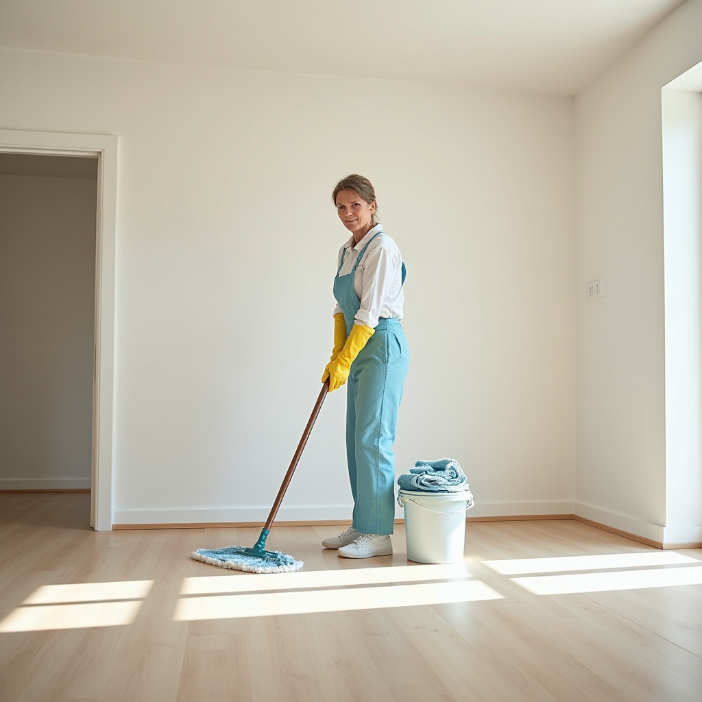 Curățenie generală finală într-un apartament renovat