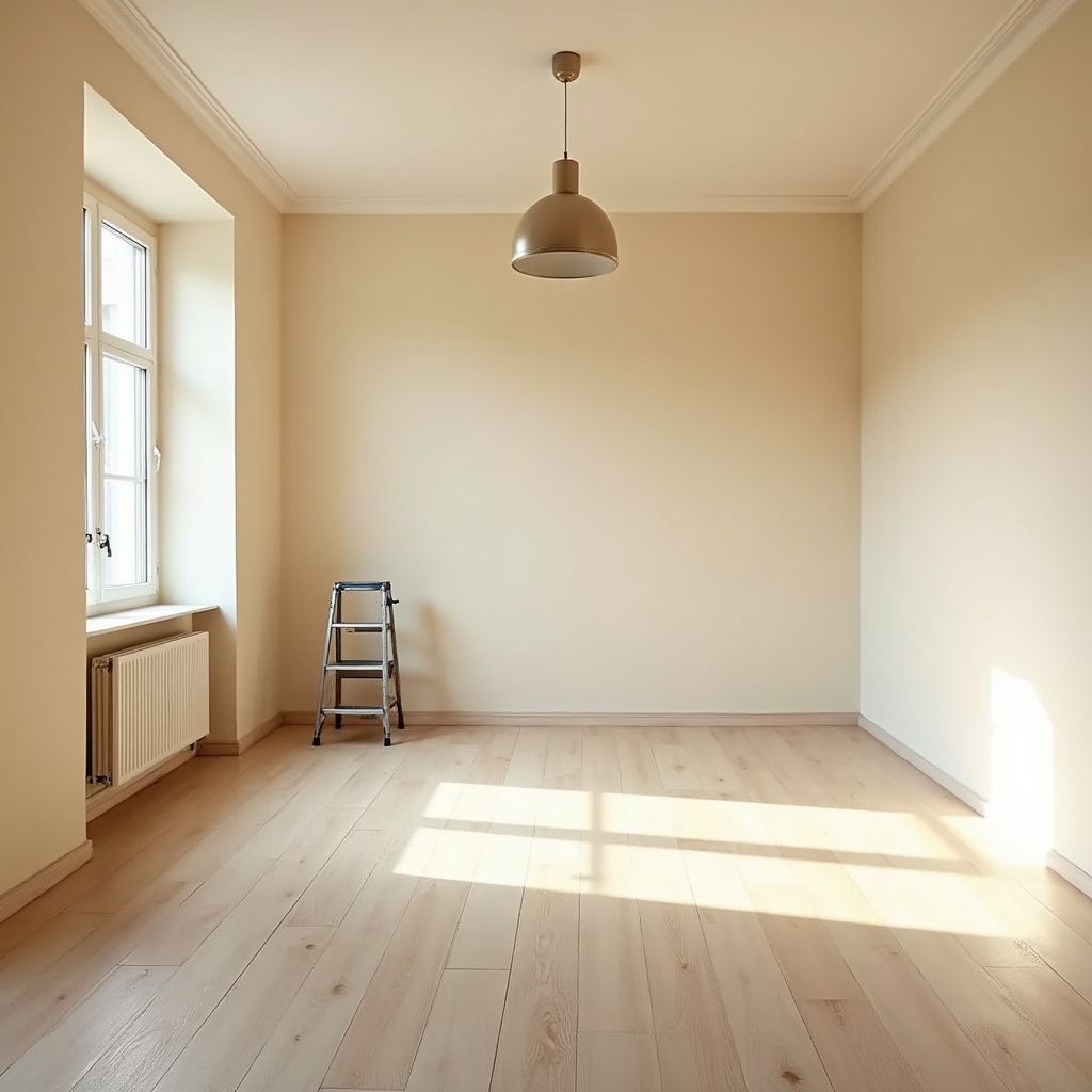 Living de apartament vechi renovat rapid, pregătit pentru închiriere