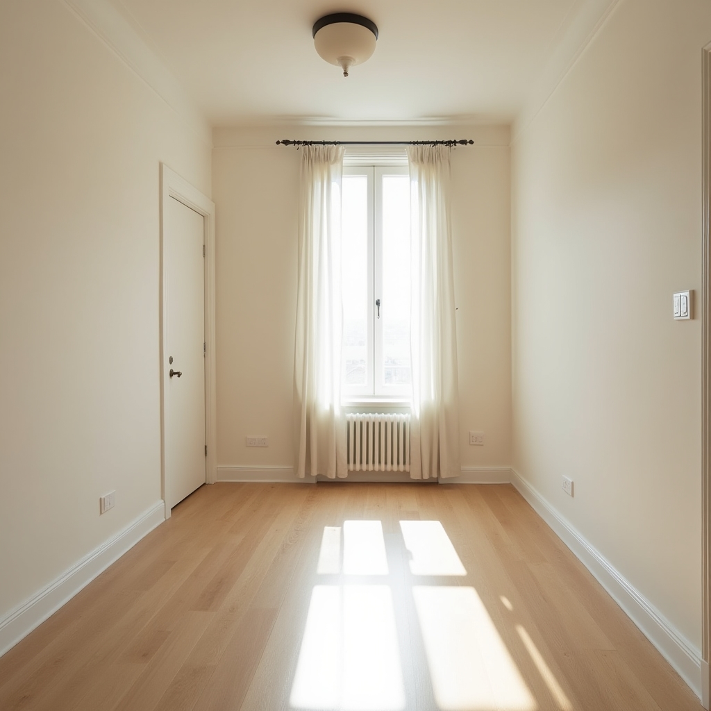 Living de apartament vechi renovat, pregătit pentru chiriaș